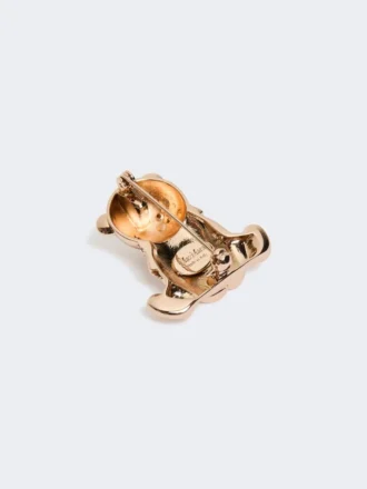 Alfinete em metal com strass, dourado