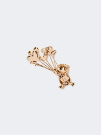 Alfinete em metal com strass, dourado