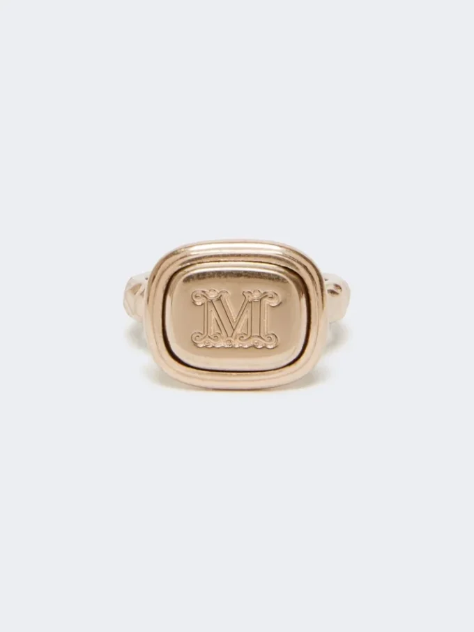 Anel de sinete em metal, dourado Anel de sinete em metal, dourado
