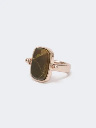 Anel em metal e resina, castanho escuro