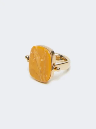 Anel em metal e resina, laranja