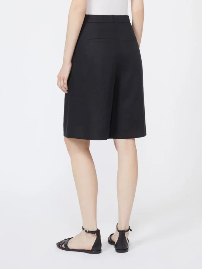 Bermudas compridas em lona de linho, pretas Bermudas compridas em lona de linho, pretas