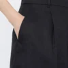 Bermudas compridas em lona de linho, pretas Bermudas compridas em lona de linho, pretas