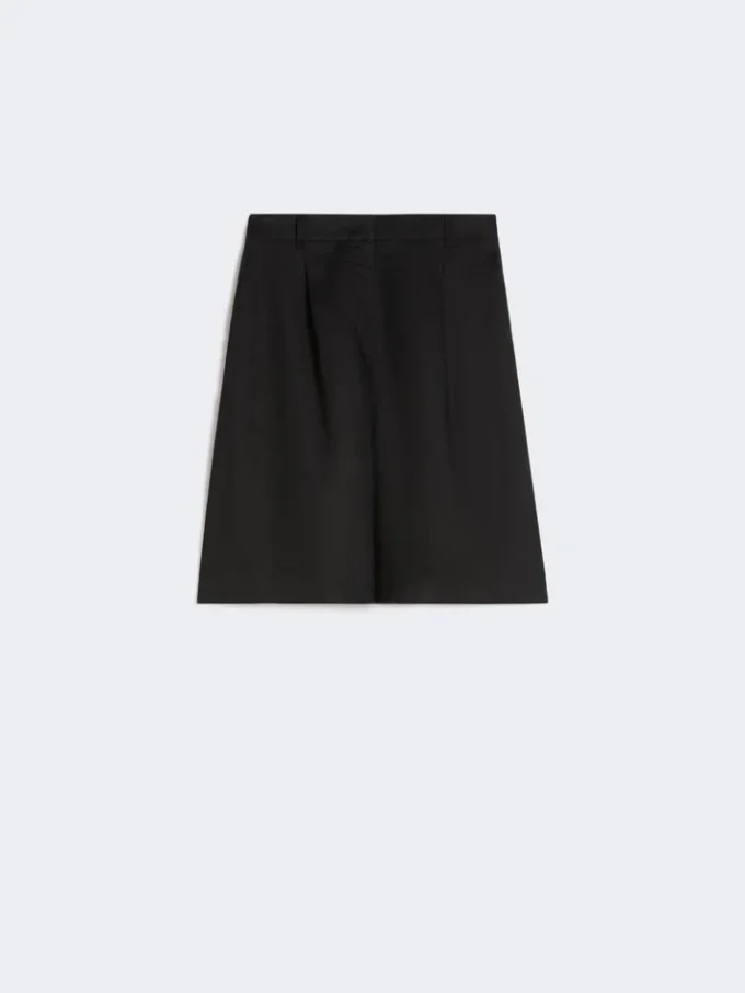 Bermudas compridas em lona de linho, pretas Bermudas compridas em lona de linho, pretas