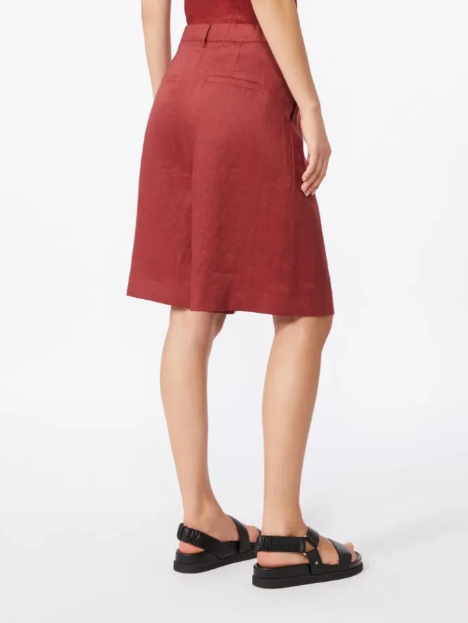 Bermudas compridas em lona de linho, vermelho tijolo Bermudas compridas em lona de linho, vermelho tijolo