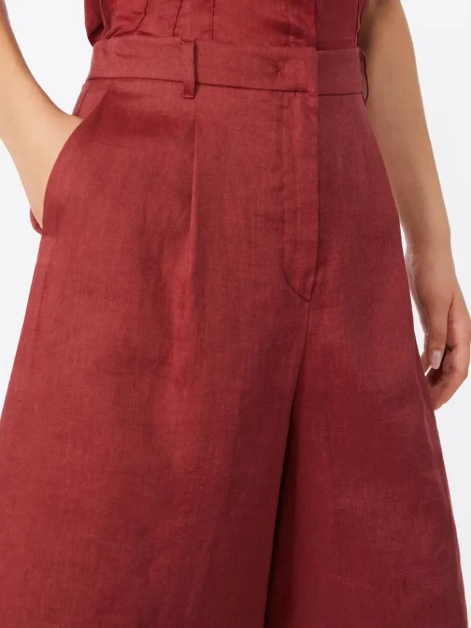 Bermudas compridas em lona de linho, vermelho tijolo Bermudas compridas em lona de linho, vermelho tijolo