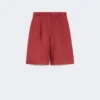 Bermudas compridas em lona de linho, vermelho tijolo Bermudas compridas em lona de linho, vermelho tijolo