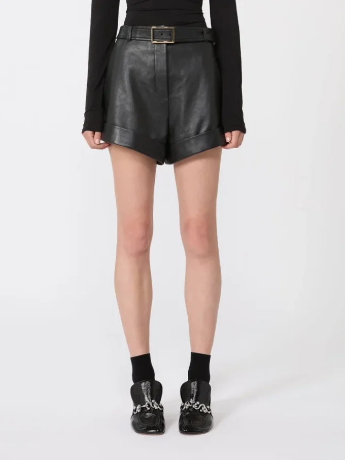 Bermudas de couro, pretas Bermudas de couro, pretas