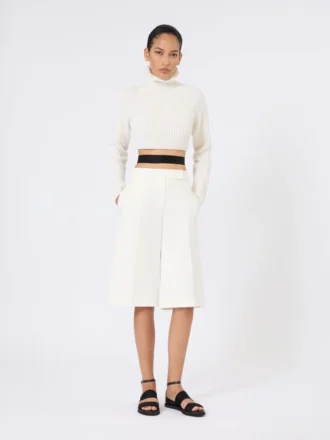 Bermudas em jersey de crepe de viscose, branco