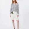 Bermudas em lona de algodão e linho, cru