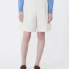 Bermudas em lona de algodão e linho, cru