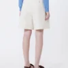 Bermudas em lona de algodão e linho, cru