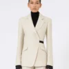 Blazer de botões duplos em linho drill, cor areia