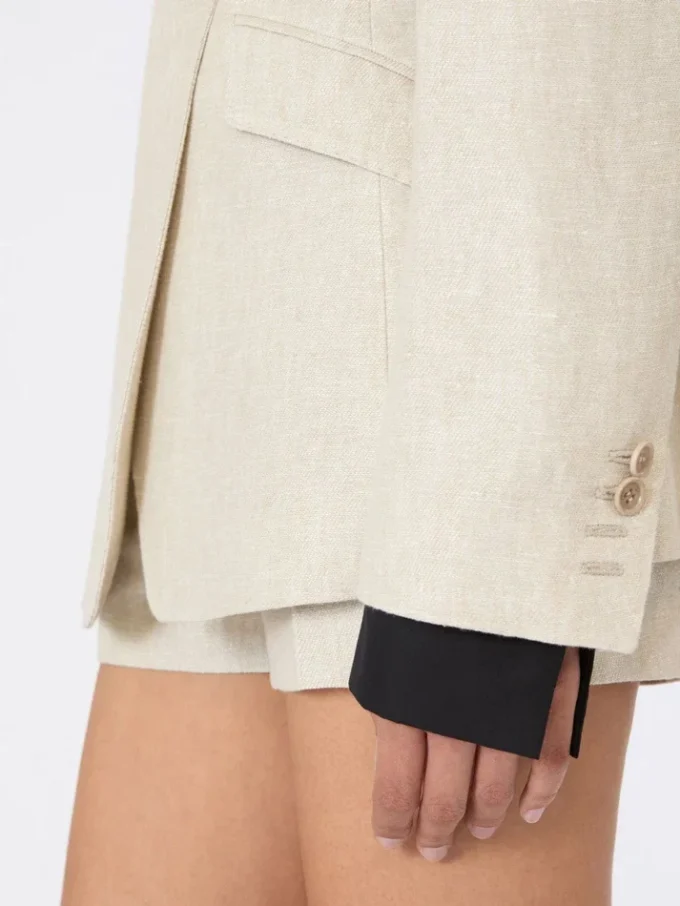 Blazer de botões duplos em linho drill, cor areia