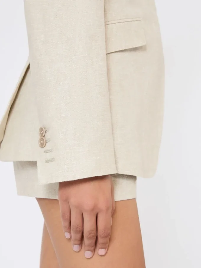 Blazer de botões duplos em linho drill, cor areia