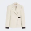 Blazer de botões duplos em linho drill, cor areia