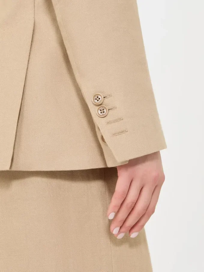 Blazer de botões duplos em linho puro natta, cor camelo