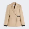 Blazer de botões duplos em linho puro natta, cor camelo