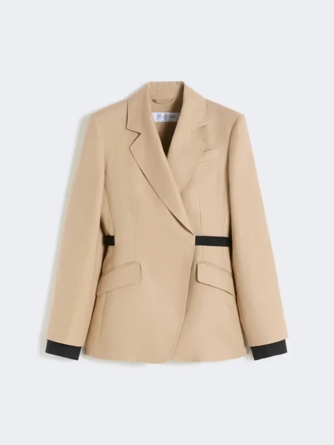 Blazer de botões duplos em linho puro natta, cor camelo