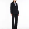 Blazer de cady de botões simples, azul-marinho