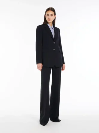 Blazer de cady de botões simples, azul-marinho