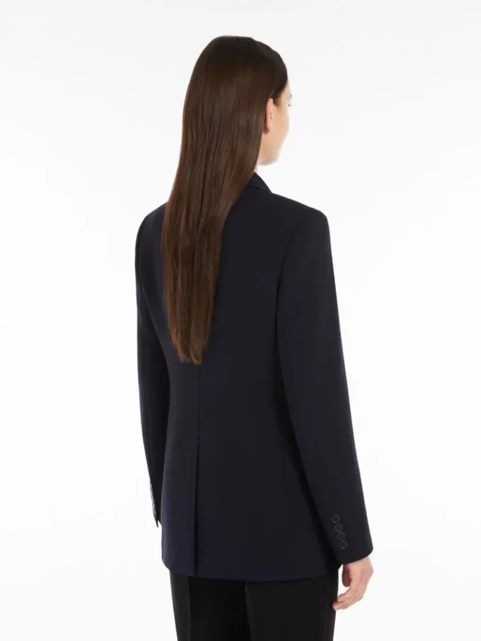 Blazer de cady de botões simples, azul-marinho