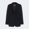 Blazer de cady de botões simples, azul-marinho