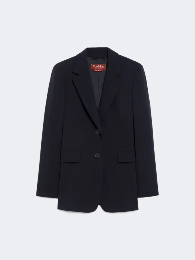 Blazer de cady de botões simples, azul-marinho