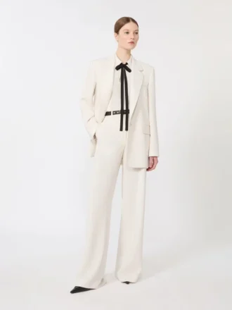 Blusa de seda com laço, bege