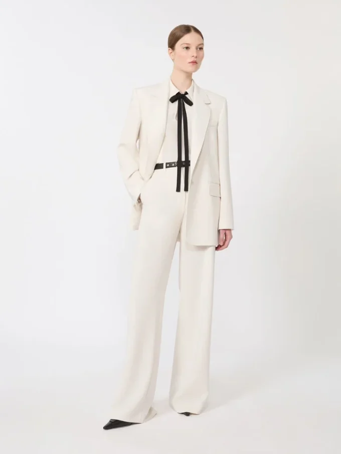 Blazer de cady de botão único, bege