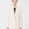 Blazer de cady de botão único, bege