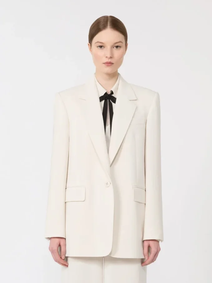 Blazer de cady de botão único, bege