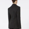 Blazer de gabardine elástica de corte justo, preto Blazer de gabardine elástica de corte justo, preto