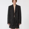 Blazer de gabardine às riscas, preto Blazer de gabardine às riscas, preto