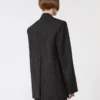 Blazer de gabardine às riscas, preto Blazer de gabardine às riscas, preto