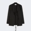 Blazer de gabardine às riscas, preto Blazer de gabardine às riscas, preto