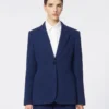 Blazer de jersey piqué de botão único, azul-china