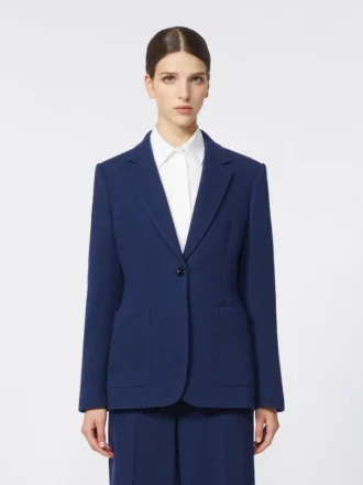 Blazer de jersey piqué de botão único, azul-china