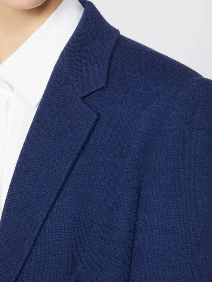 Blazer de jersey piqué de botão único, azul-china