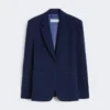 Blazer de jersey piqué de botão único, azul-china