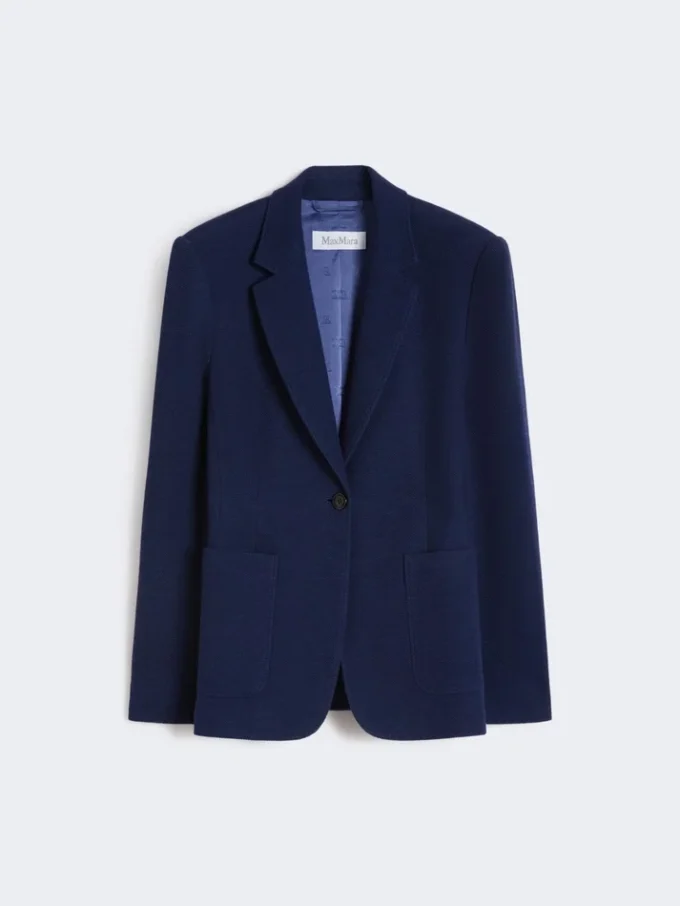 Blazer de jersey piqué de botão único, azul-china