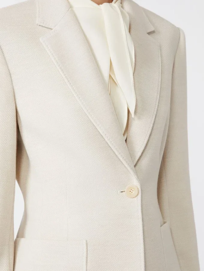 Blazer de jersey piqué de botão único, marfim