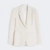 Blazer de jersey piqué de botão único, marfim