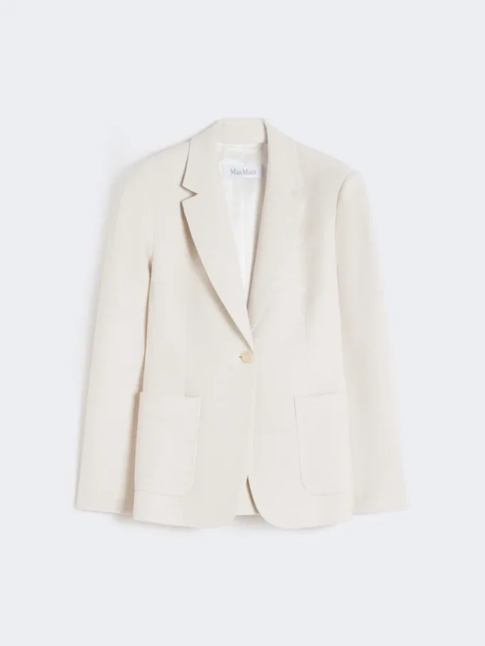 Blazer de jersey piqué de botão único, marfim