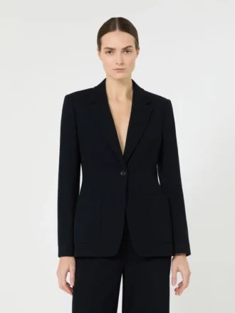 Blazer de jersey piqua de botões simples, azul-marinho