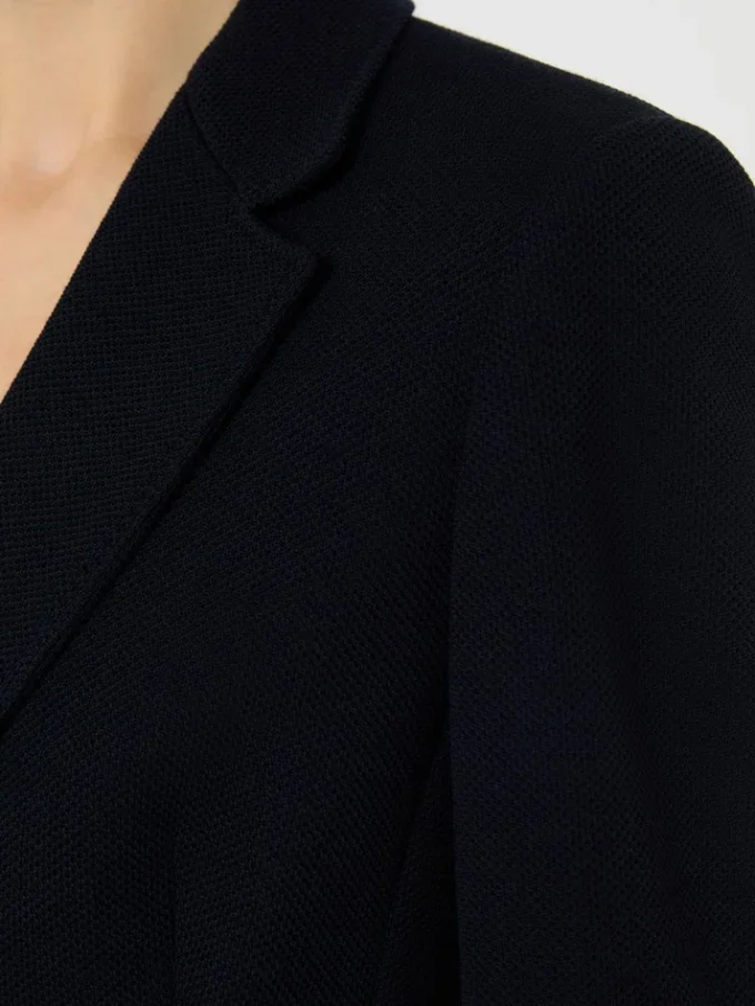 Blazer de jersey piqua de botões simples, azul-marinho Blazer de jersey piqua de botões simples, azul-marinho