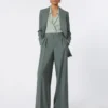 Blazer de lã e seda com botões duplos, verde escuro Blazer de lã e seda com botões duplos, verde escuro
