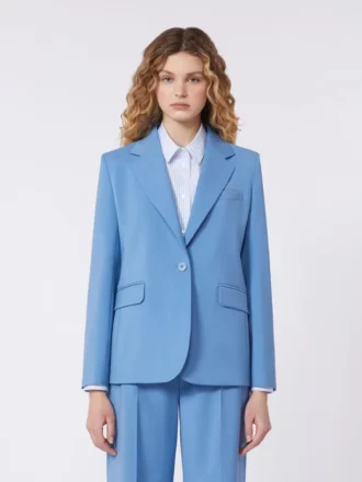 Blazer de lã elástica, azul claro