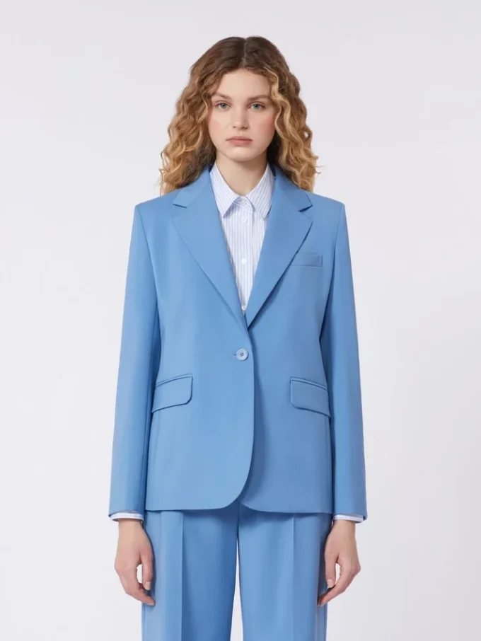 Blazer de lã elástica, azul claro Blazer de lã elástica, azul claro