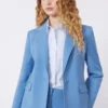 Blazer de lã elástica, azul claro Blazer de lã elástica, azul claro